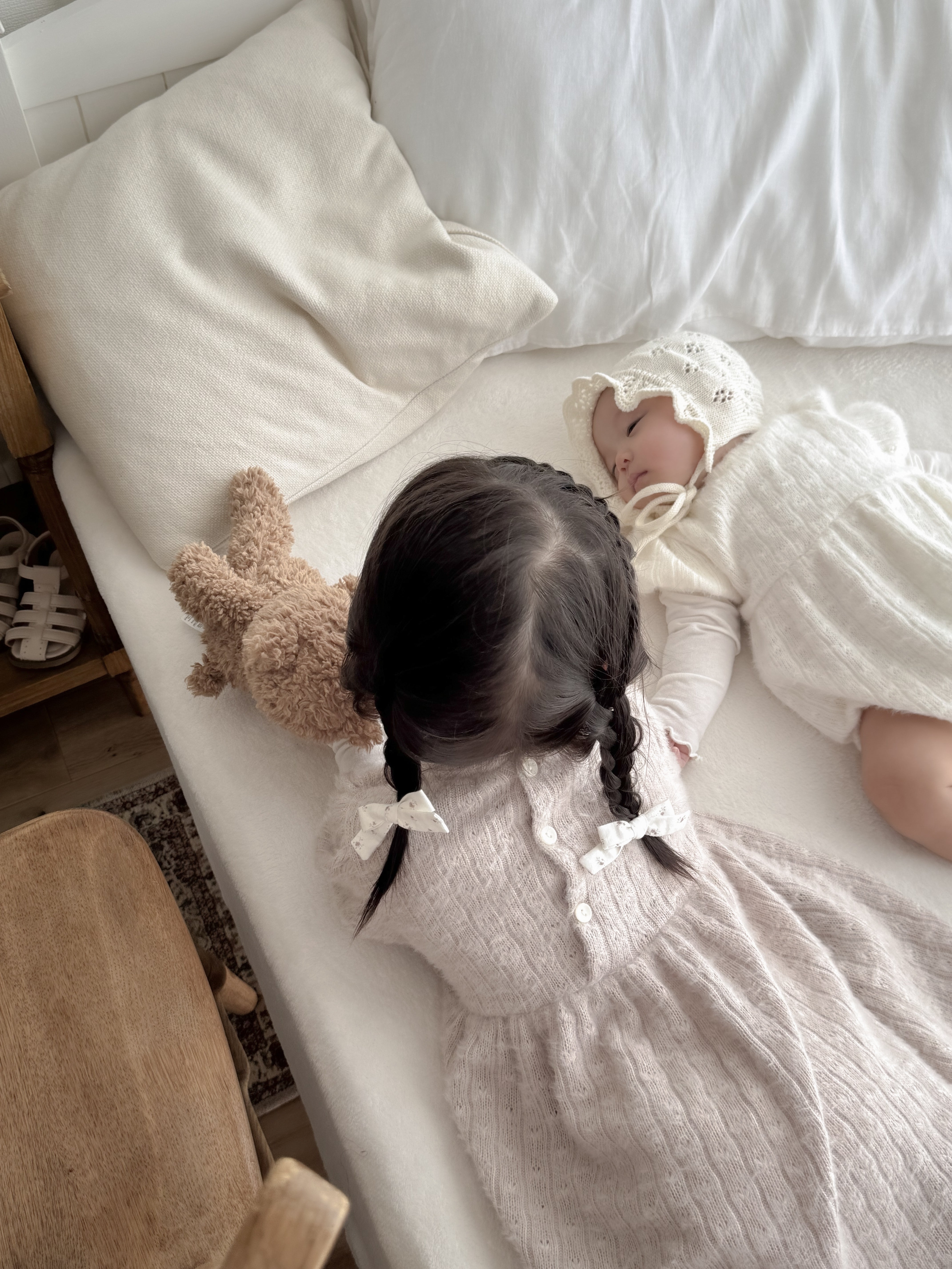 Soft puff knit rompers