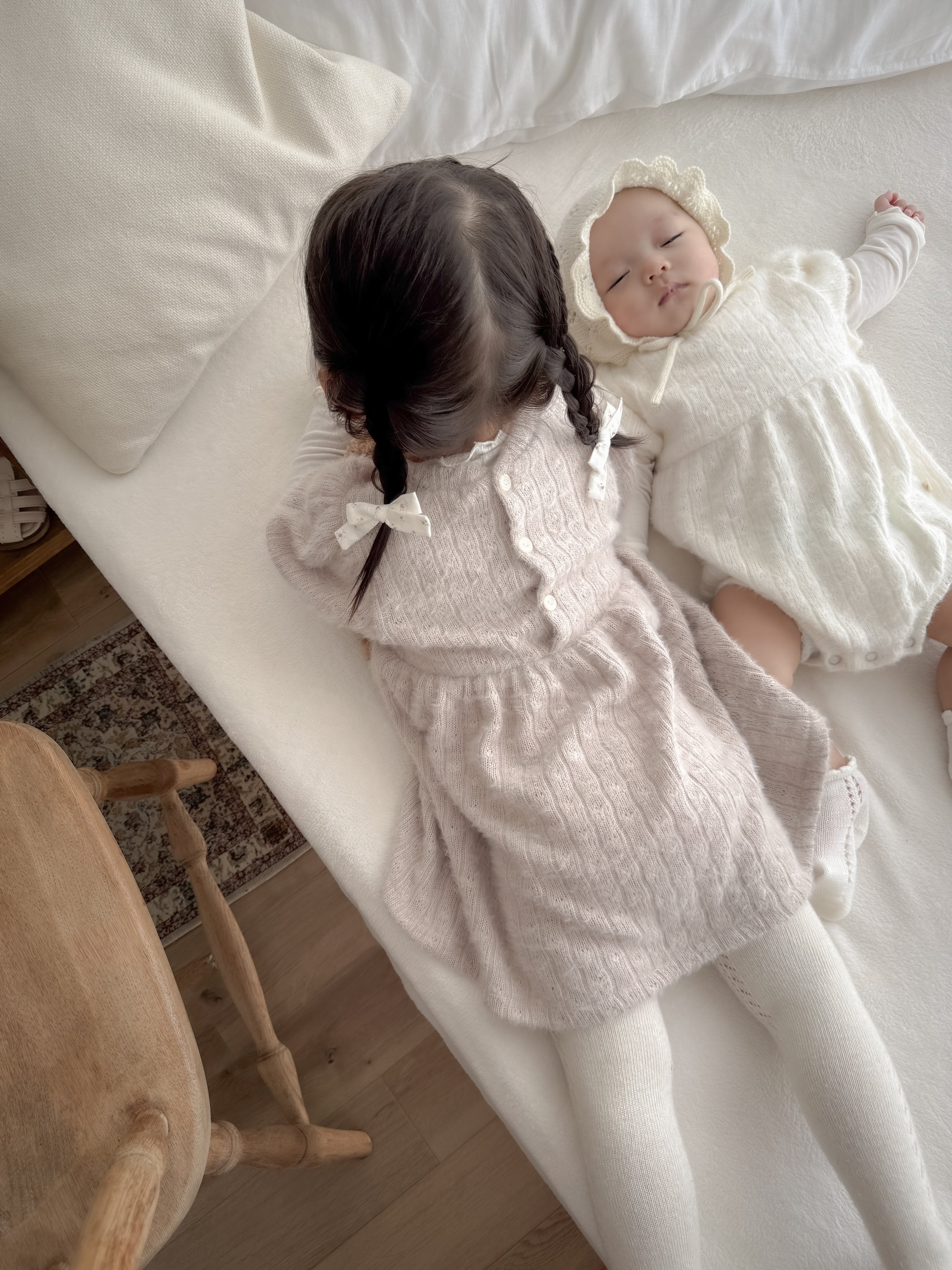 Soft puff knit rompers