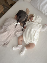 Soft puff knit rompers