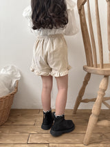 Corduroy frill pants