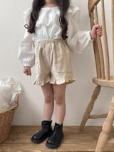Corduroy frill pants