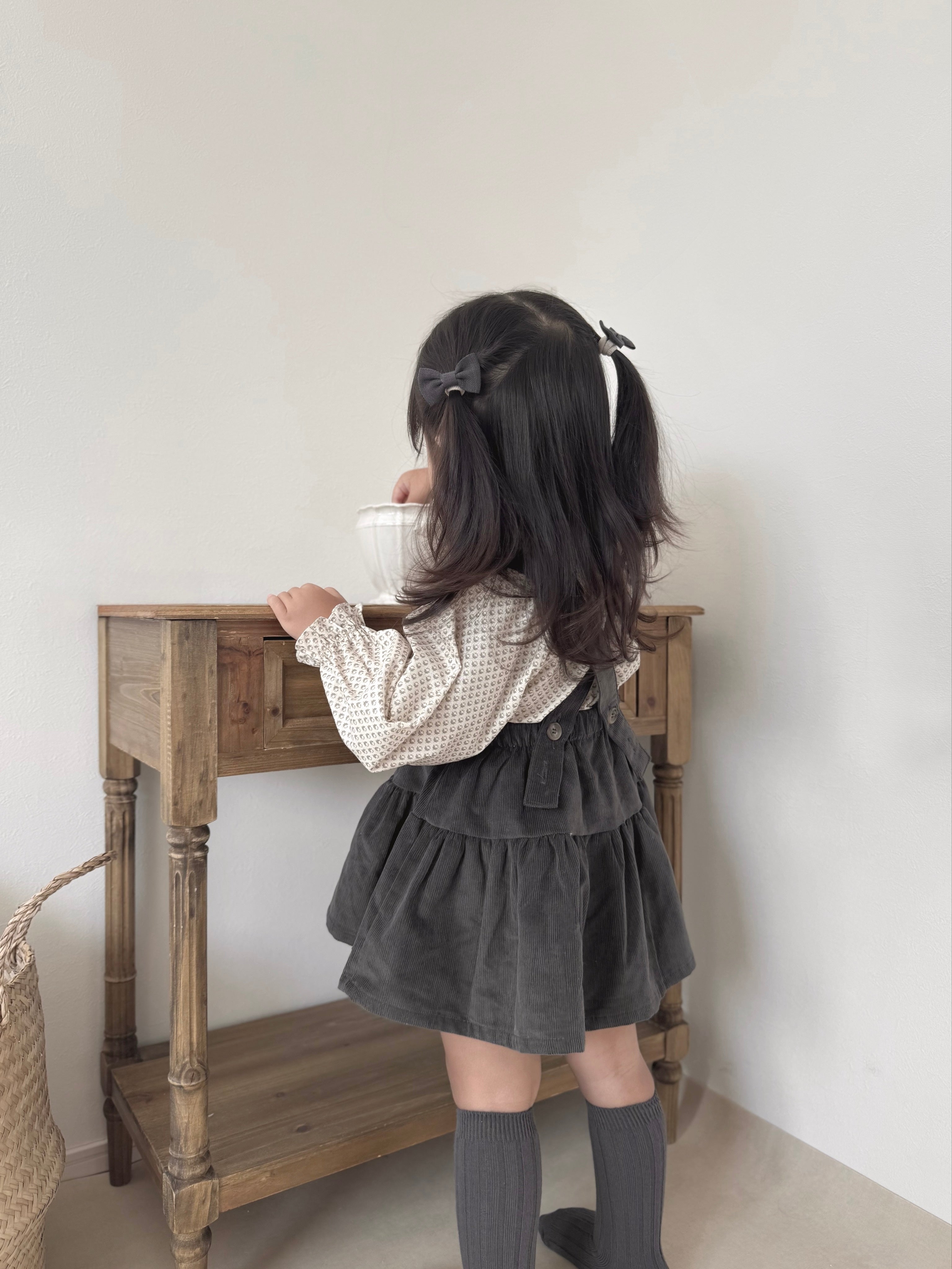 Corduroy suspender cancan skirt