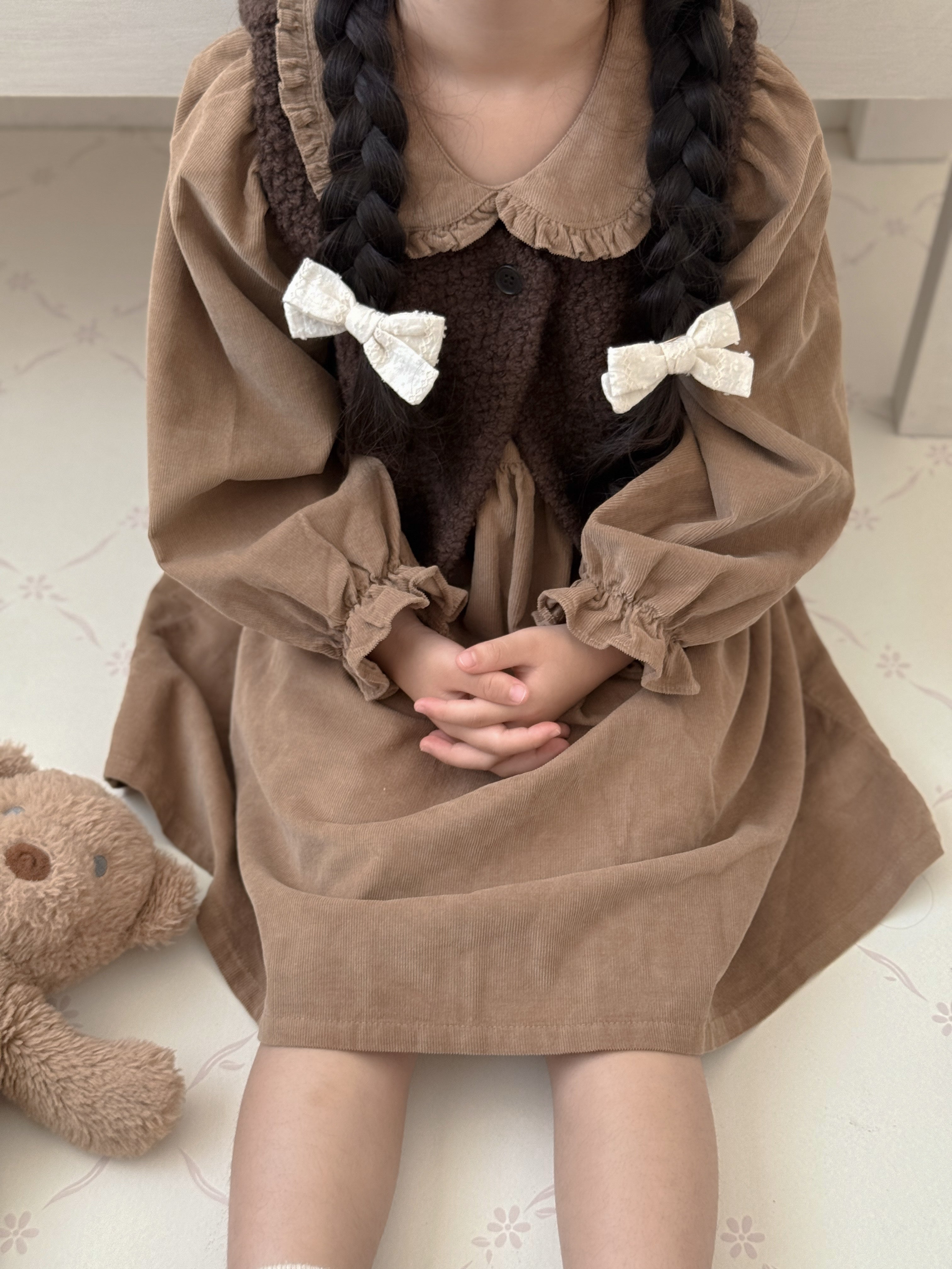 Latte corduroy one-piece