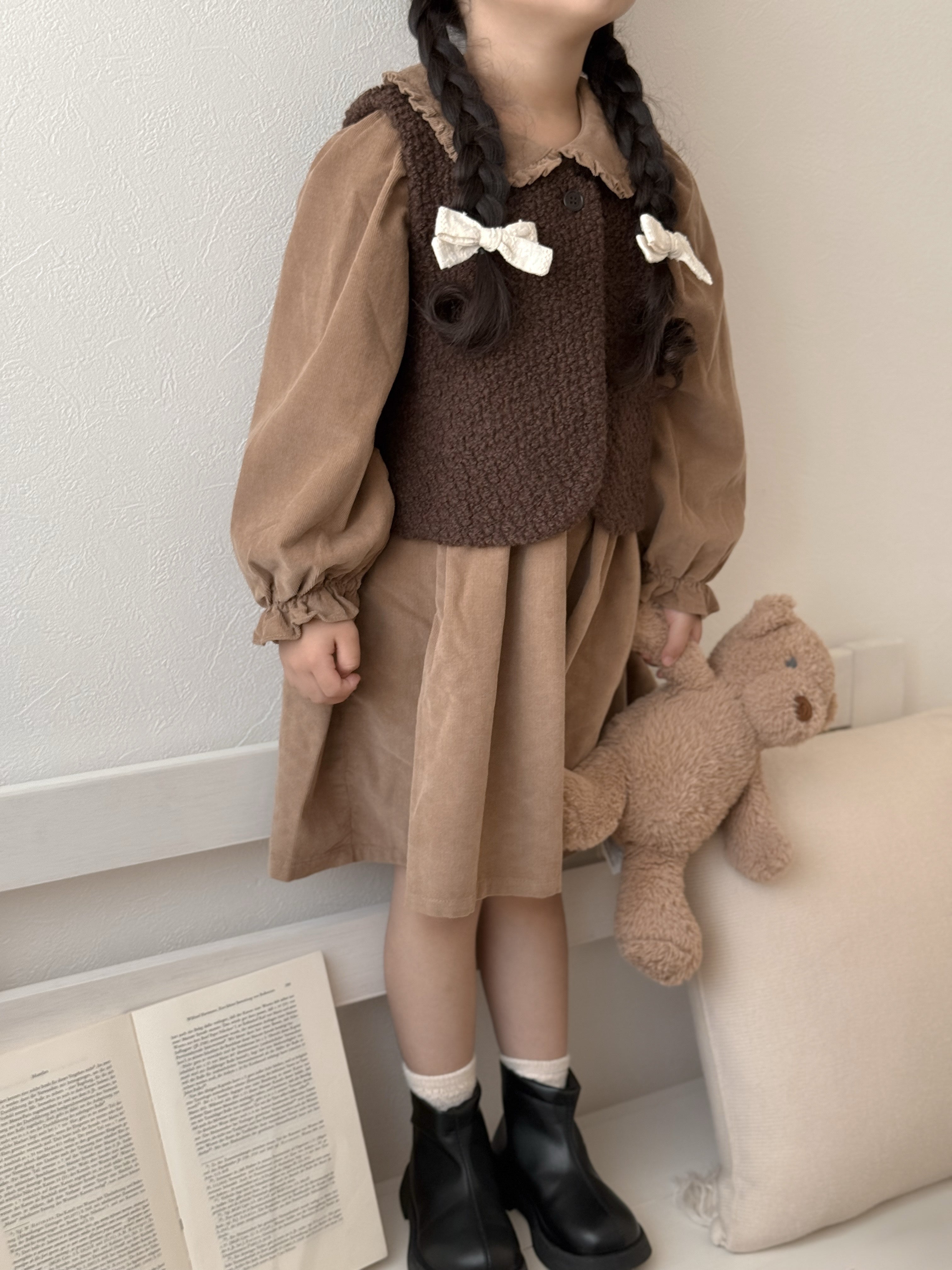 Latte corduroy one-piece