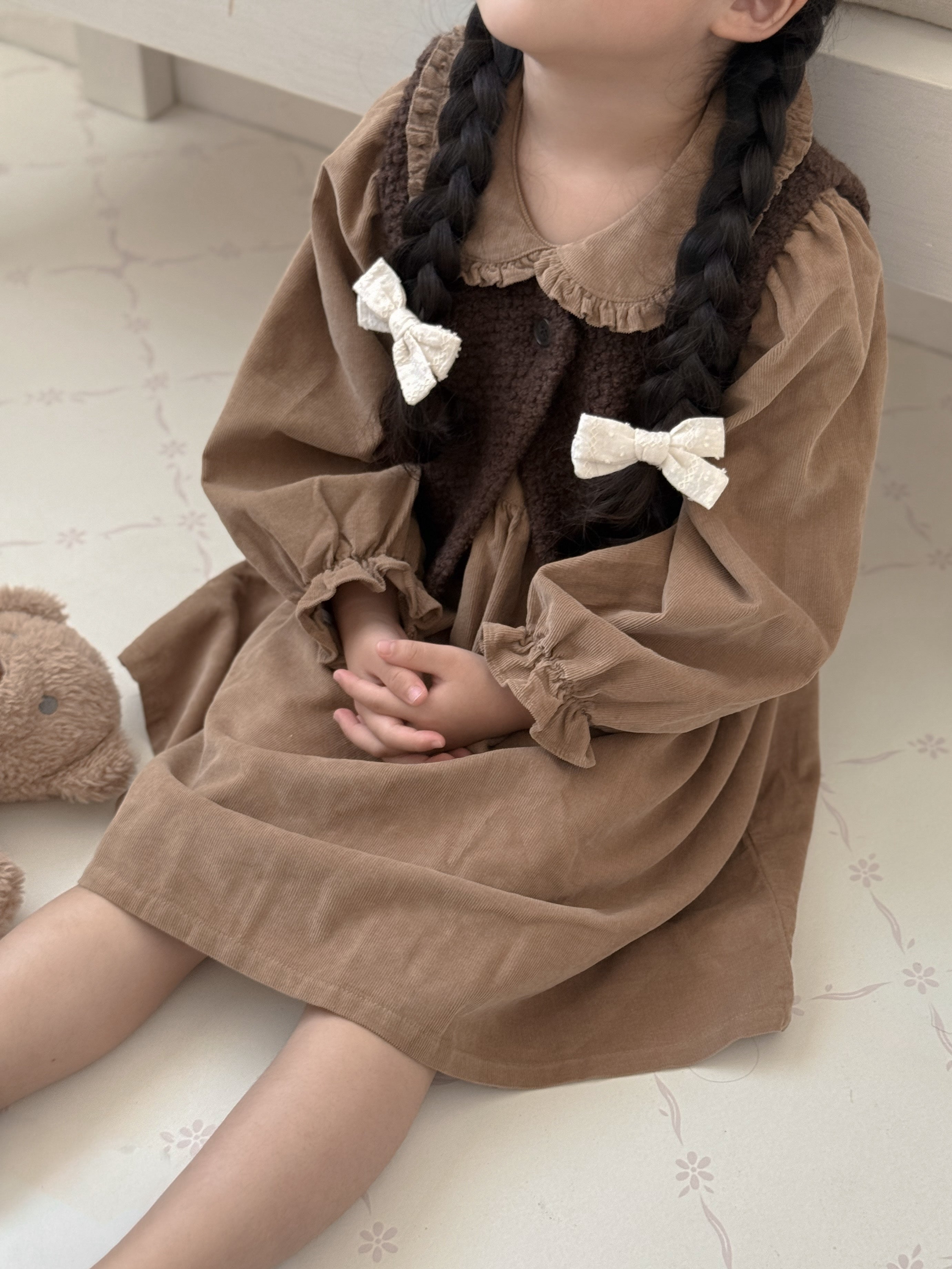 Latte corduroy one-piece