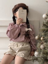 Candy frill check blouse