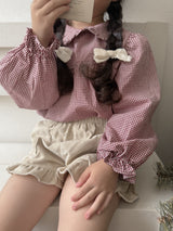 Candy frill check blouse