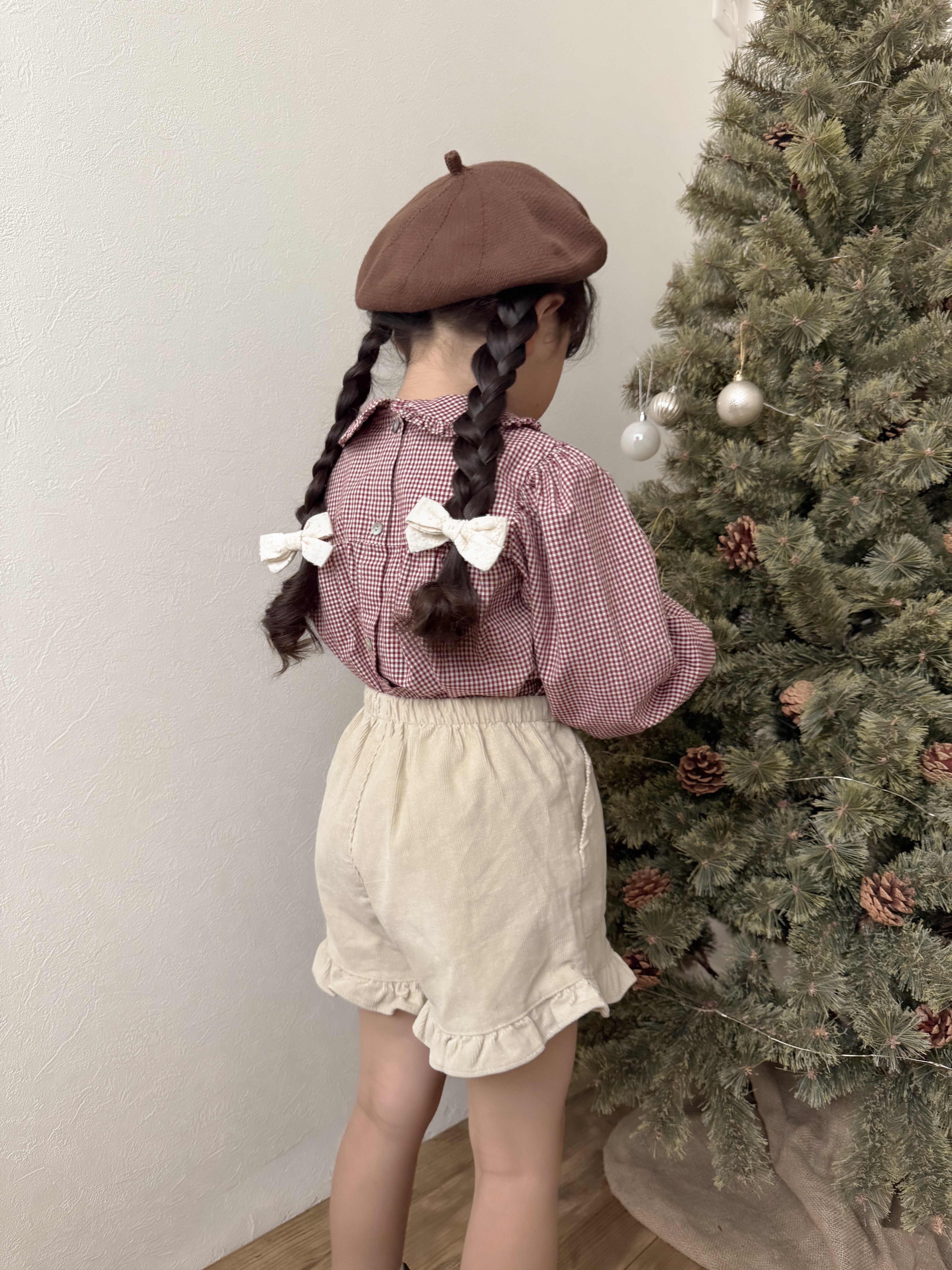 Candy frill check blouse