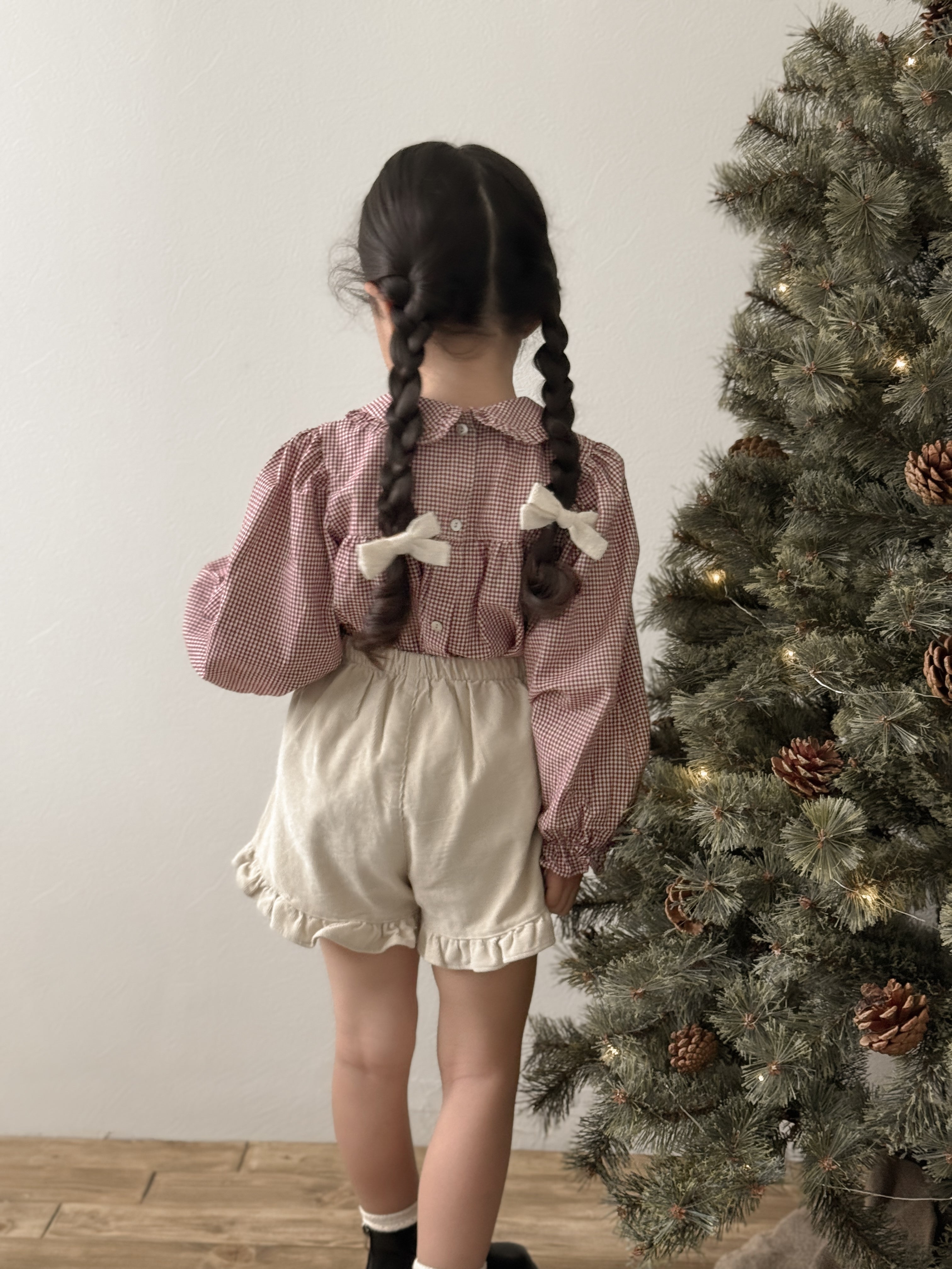 Candy frill check blouse