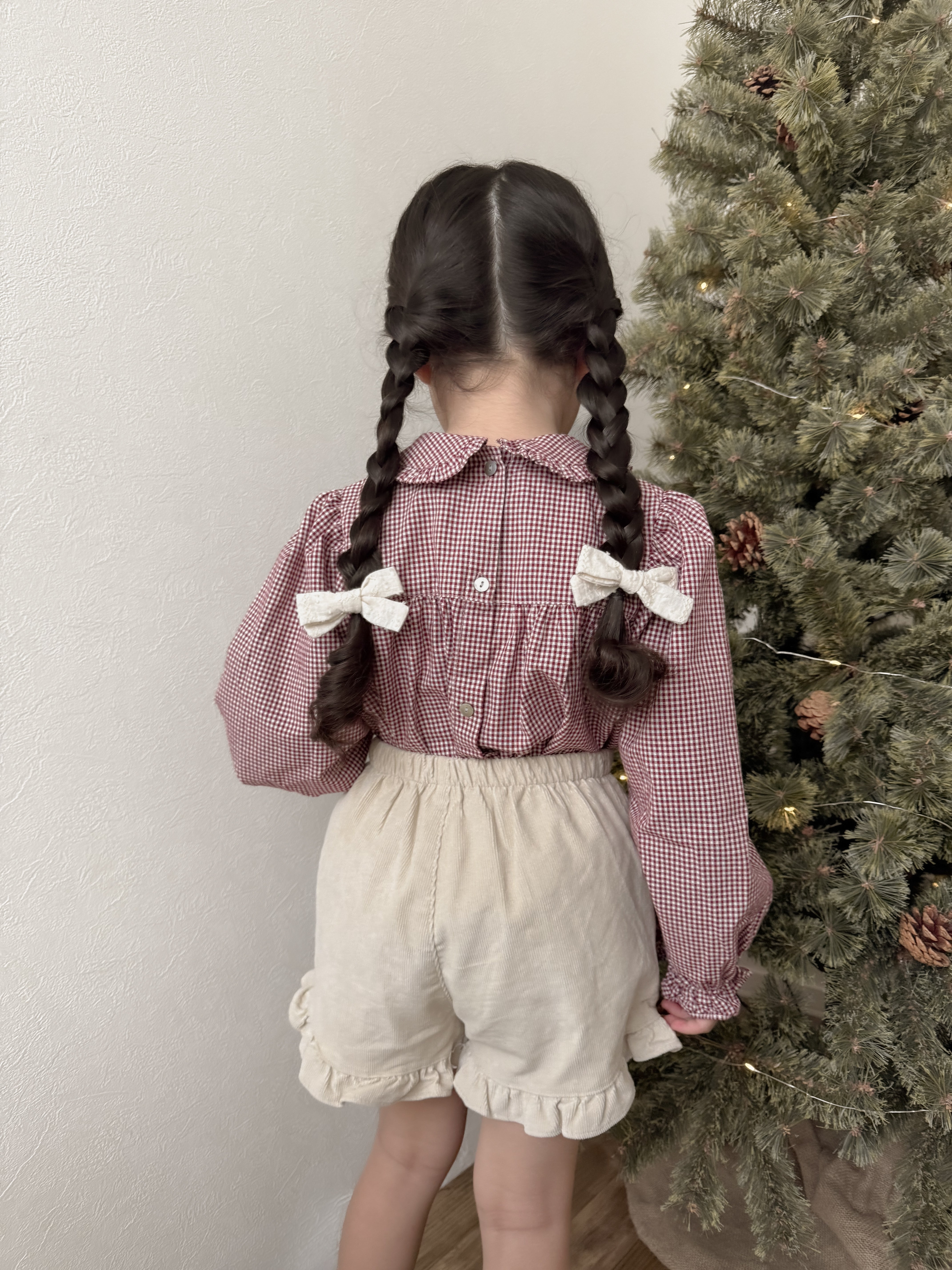 Candy frill check blouse