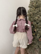 Candy frill check blouse