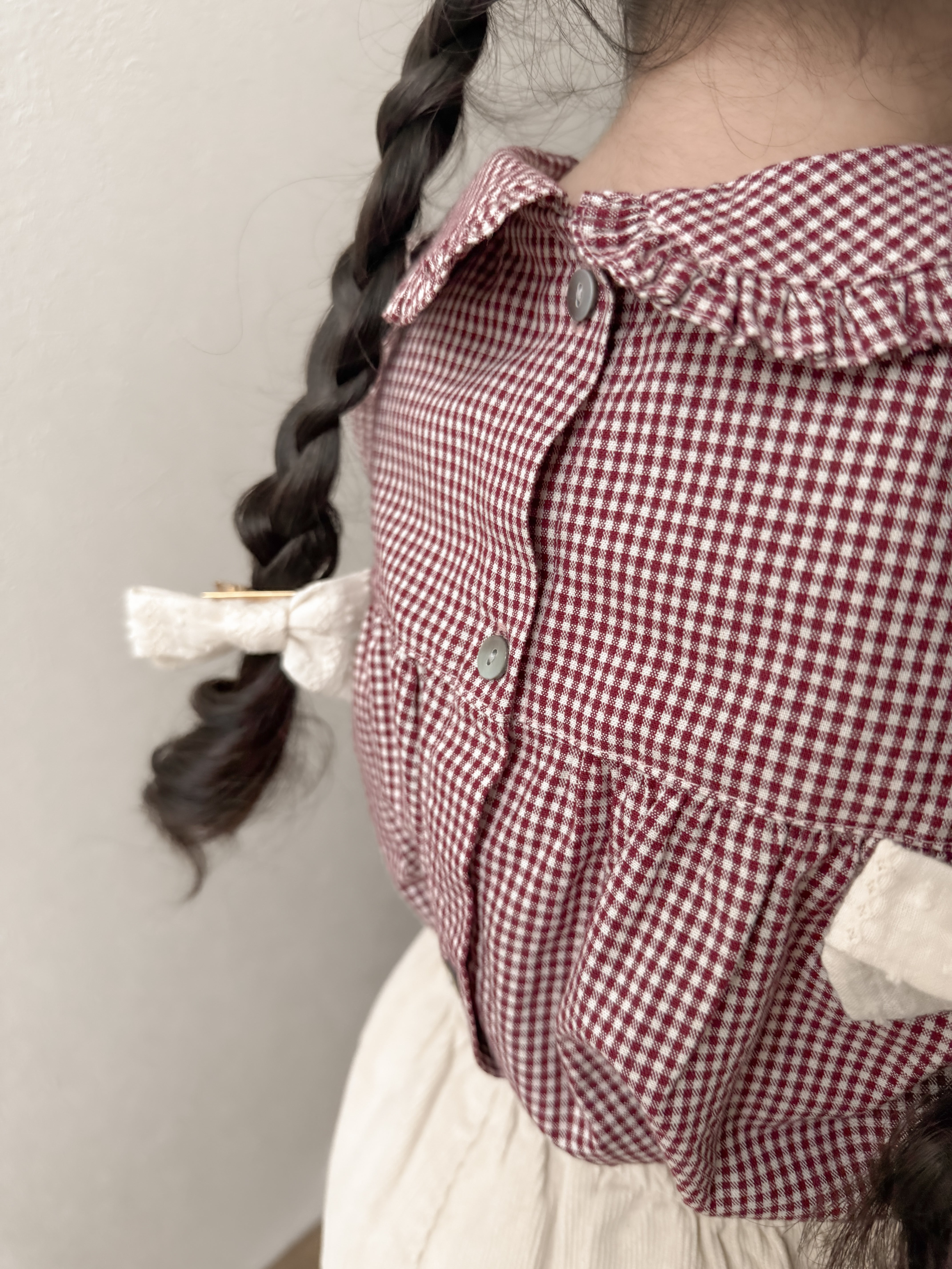 Candy frill check blouse