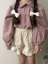 Candy frill check blouse