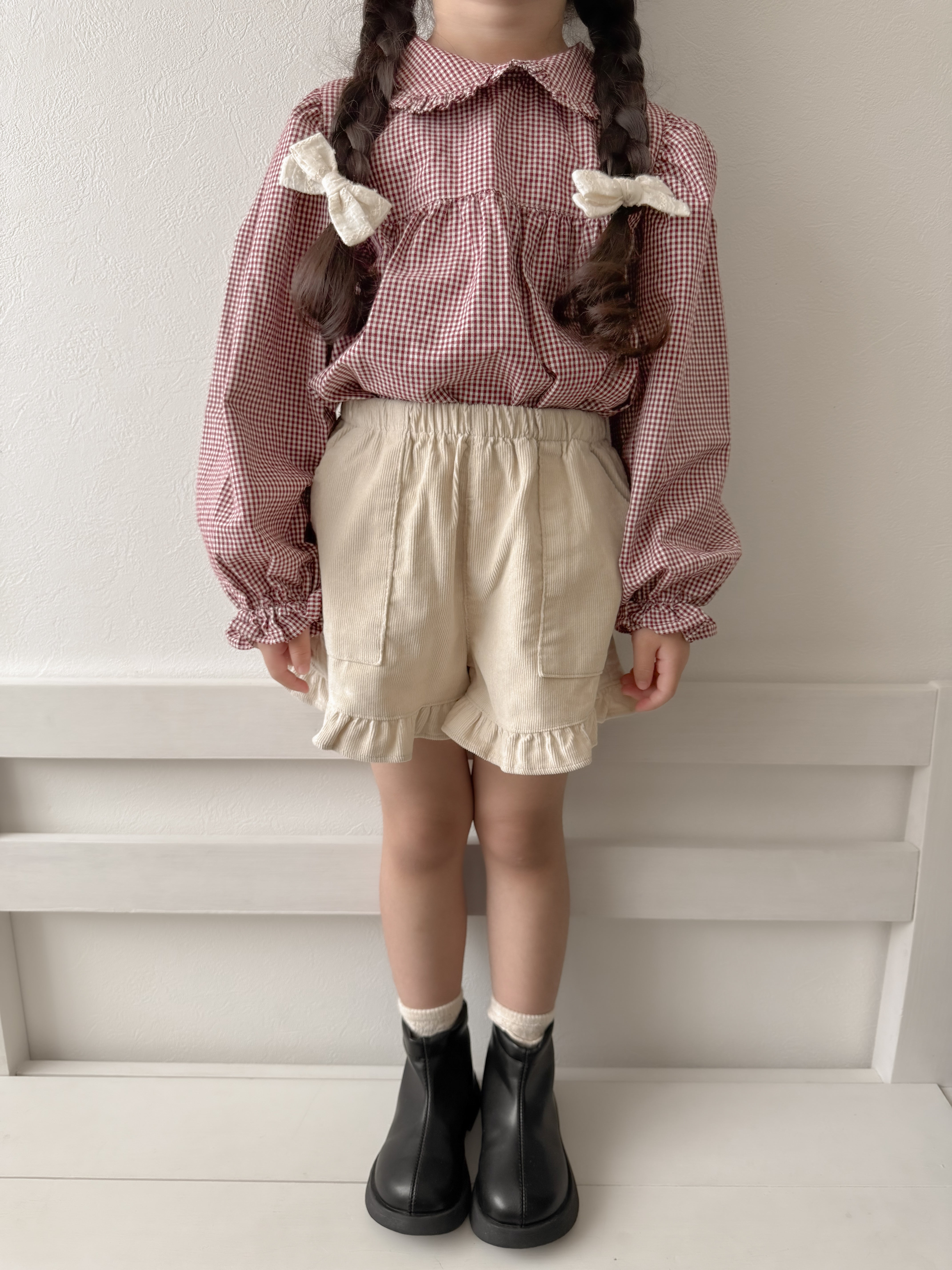 Candy frill check blouse