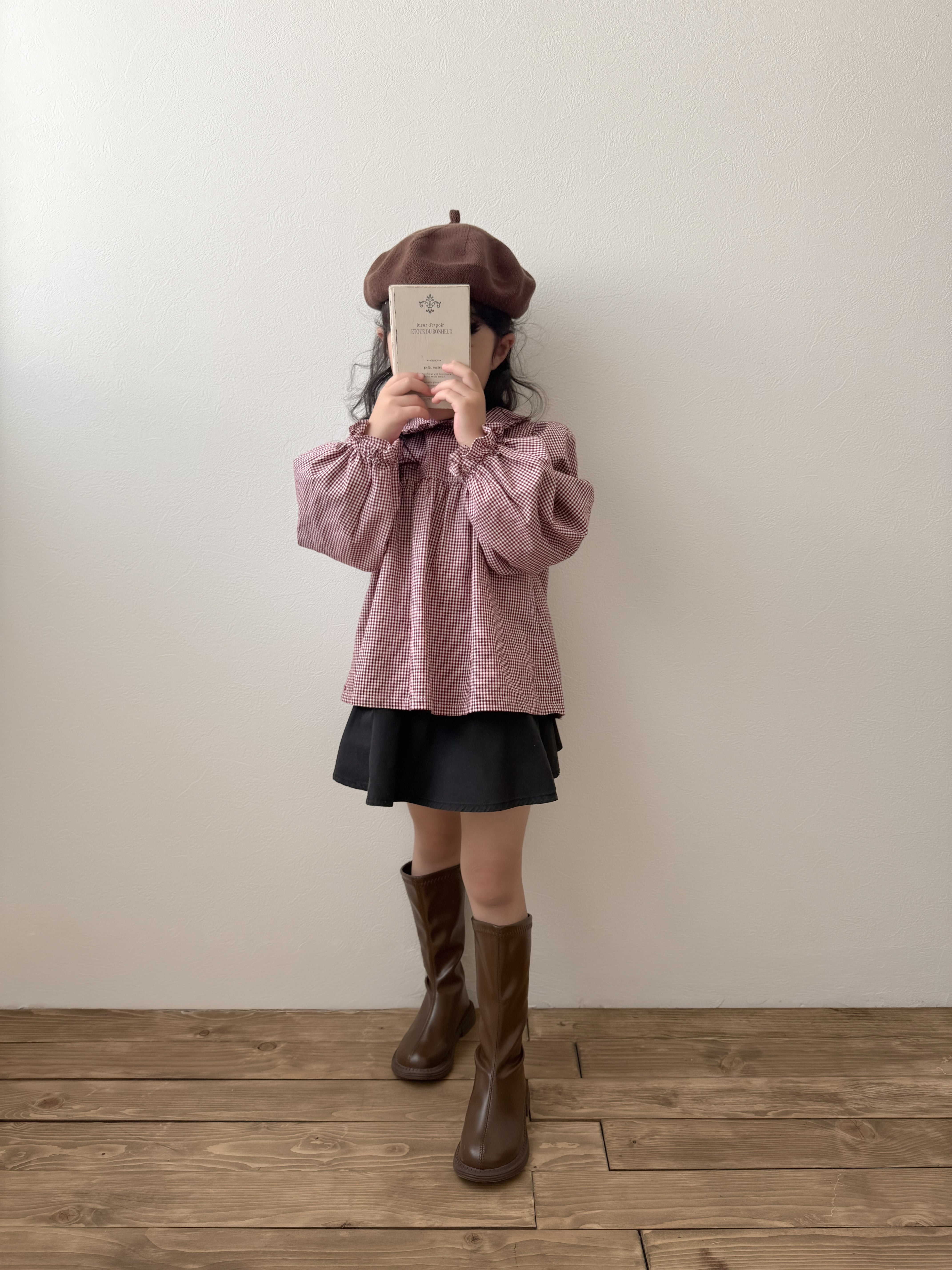 Candy frill check blouse