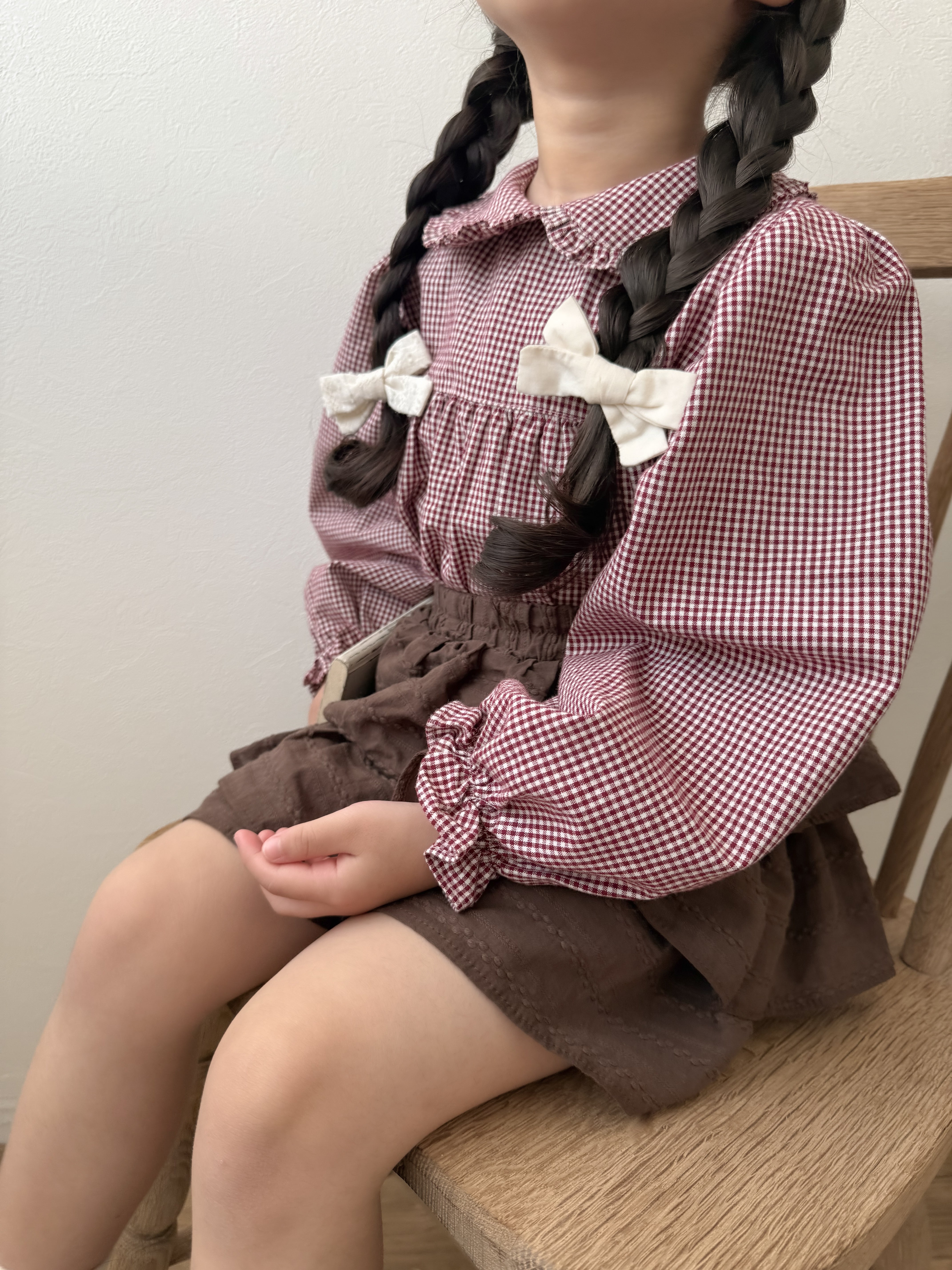 Candy frill check blouse