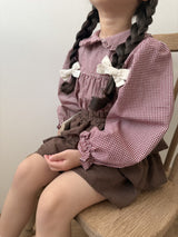 Candy frill check blouse