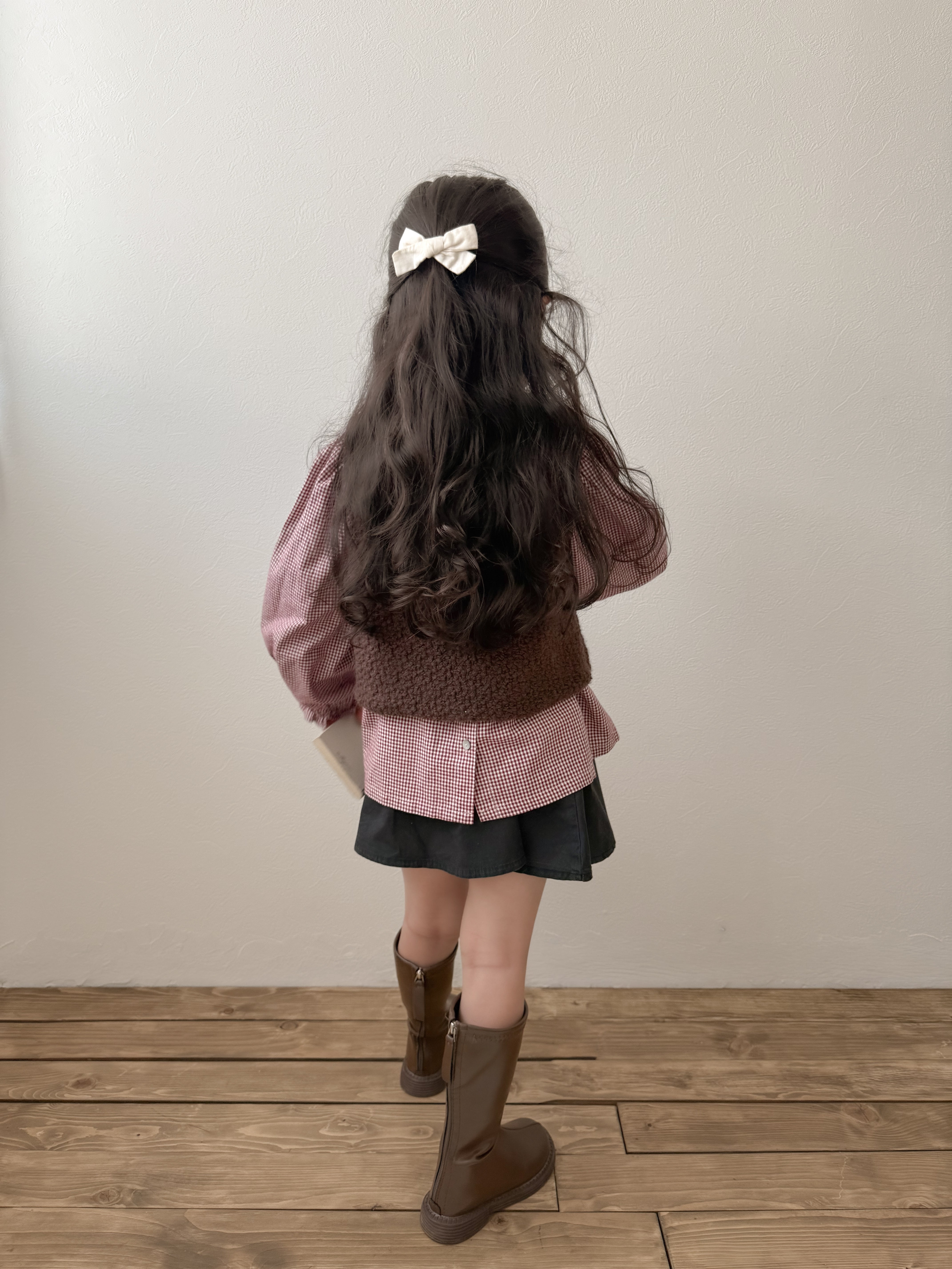 Candy frill check blouse