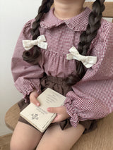 Candy frill check blouse