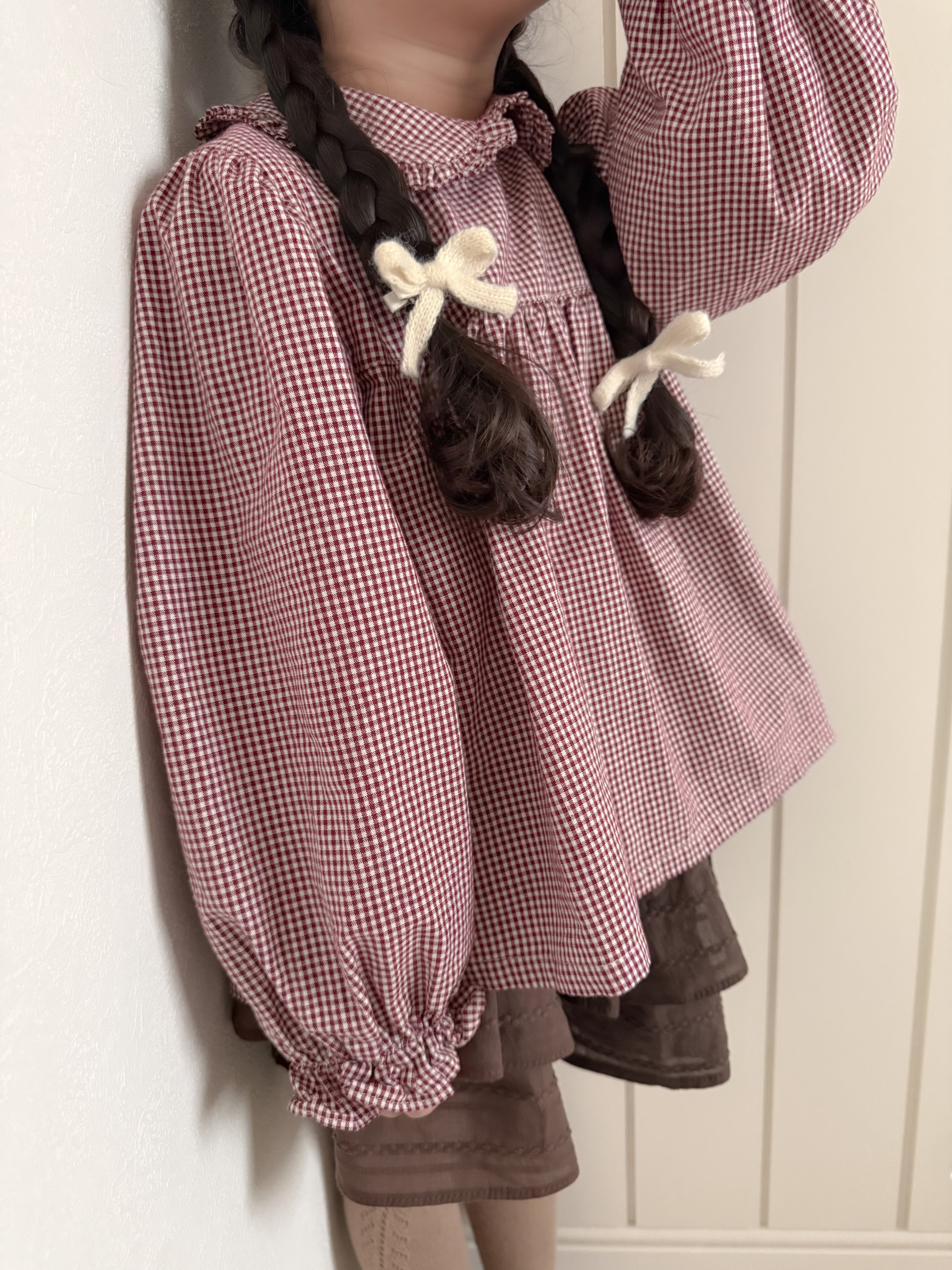 Candy frill check blouse