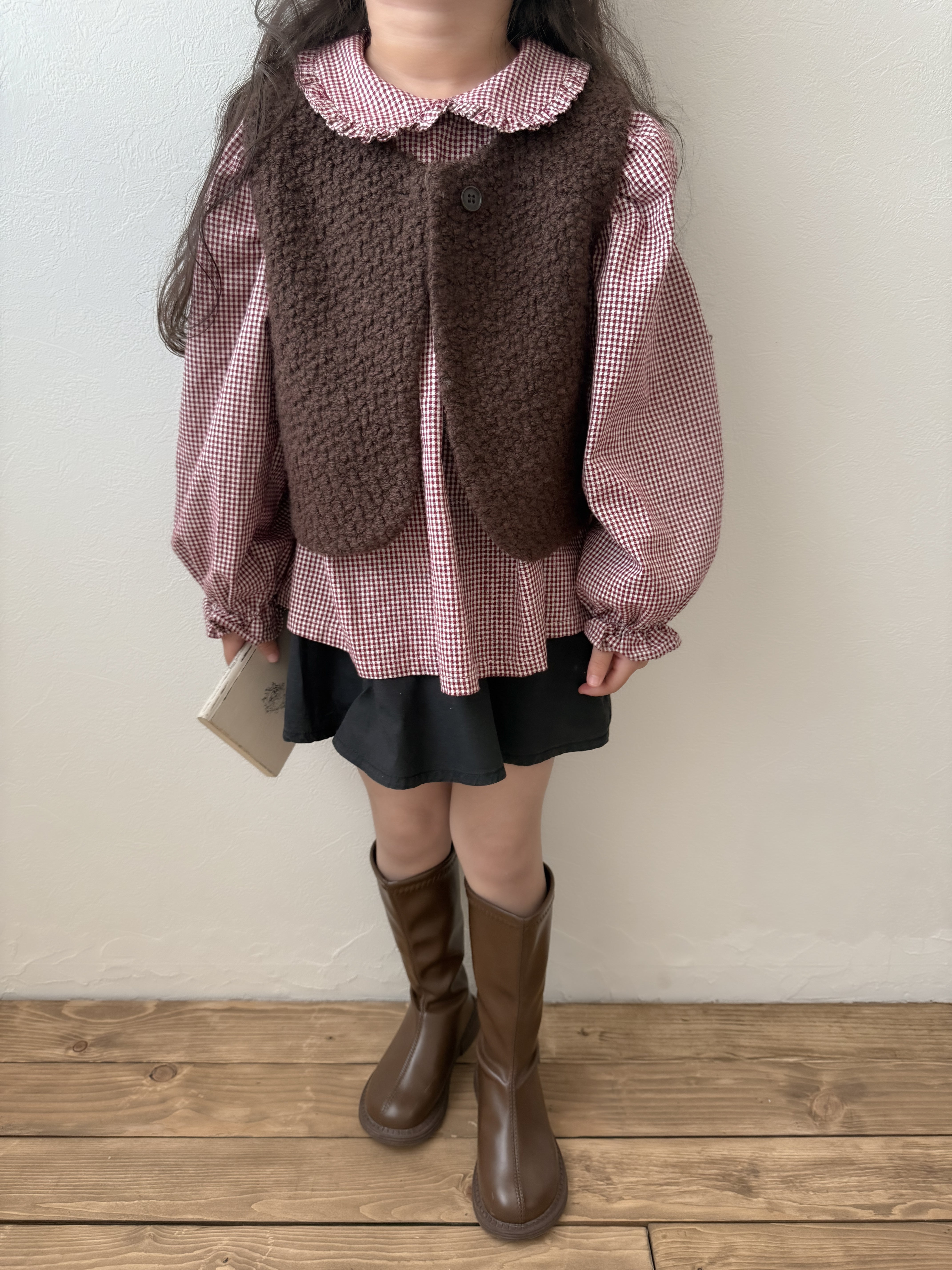 Candy frill check blouse