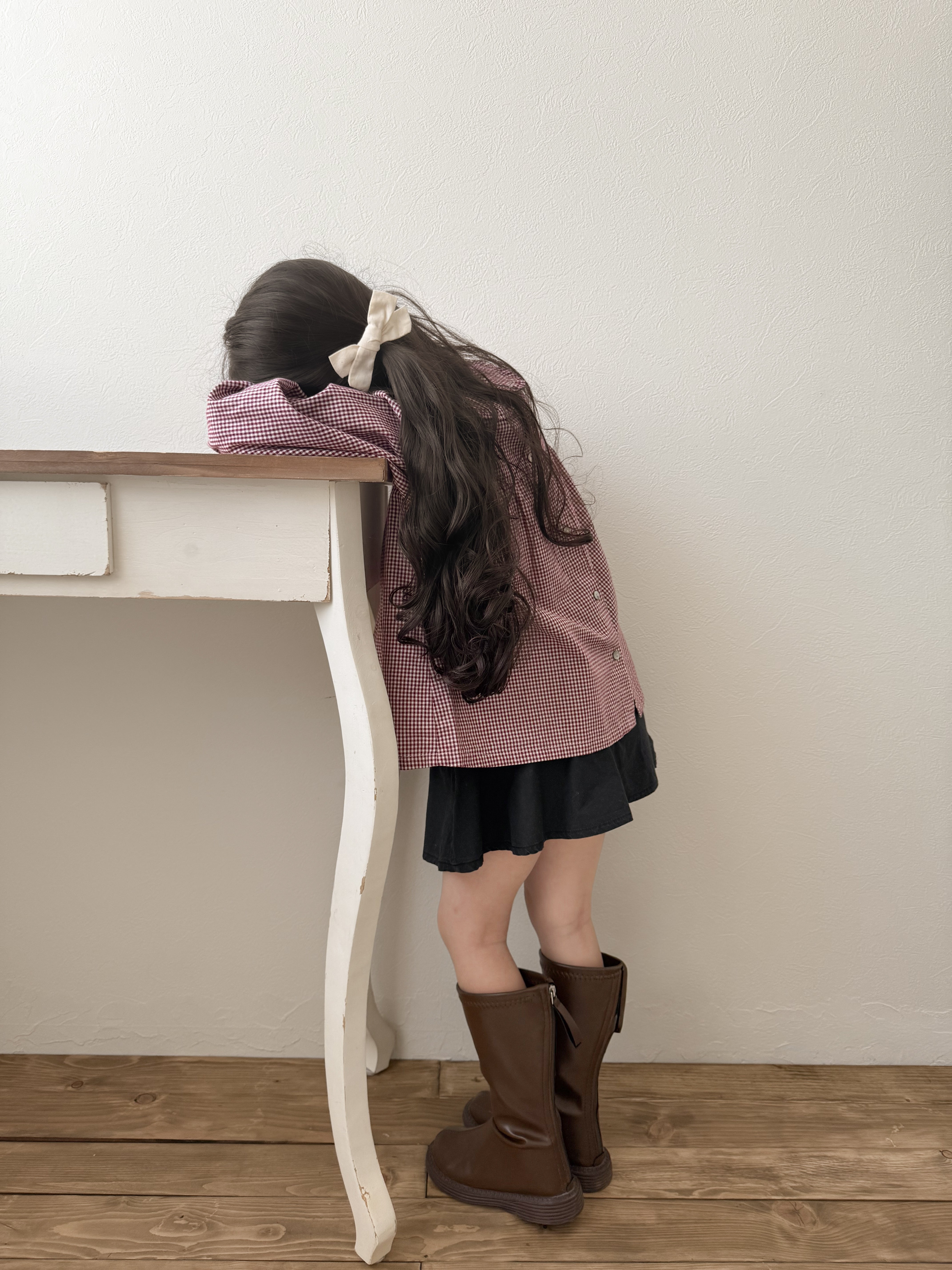 Candy frill check blouse