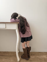 Candy frill check blouse