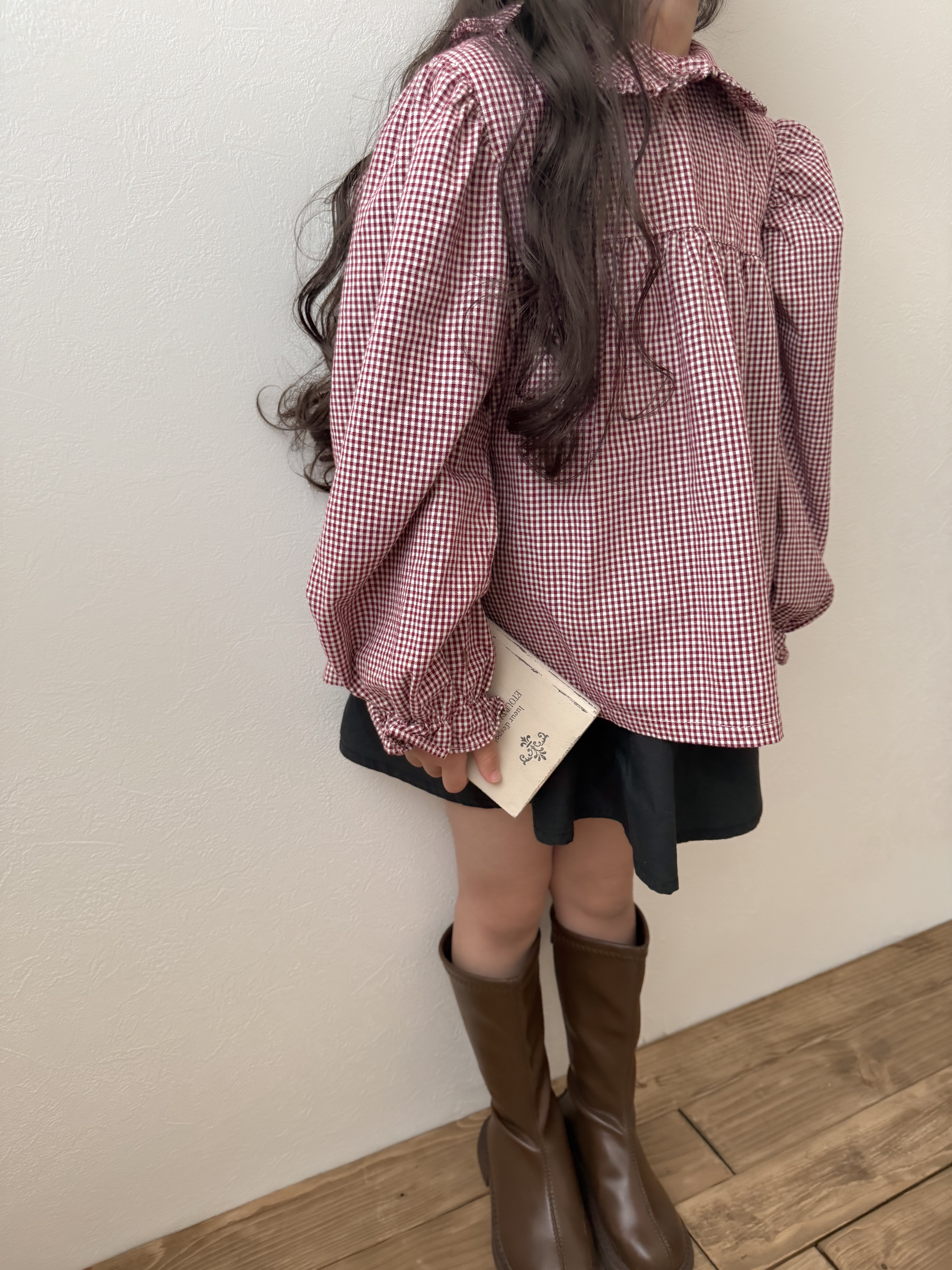 Candy frill check blouse