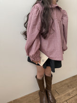 Candy frill check blouse