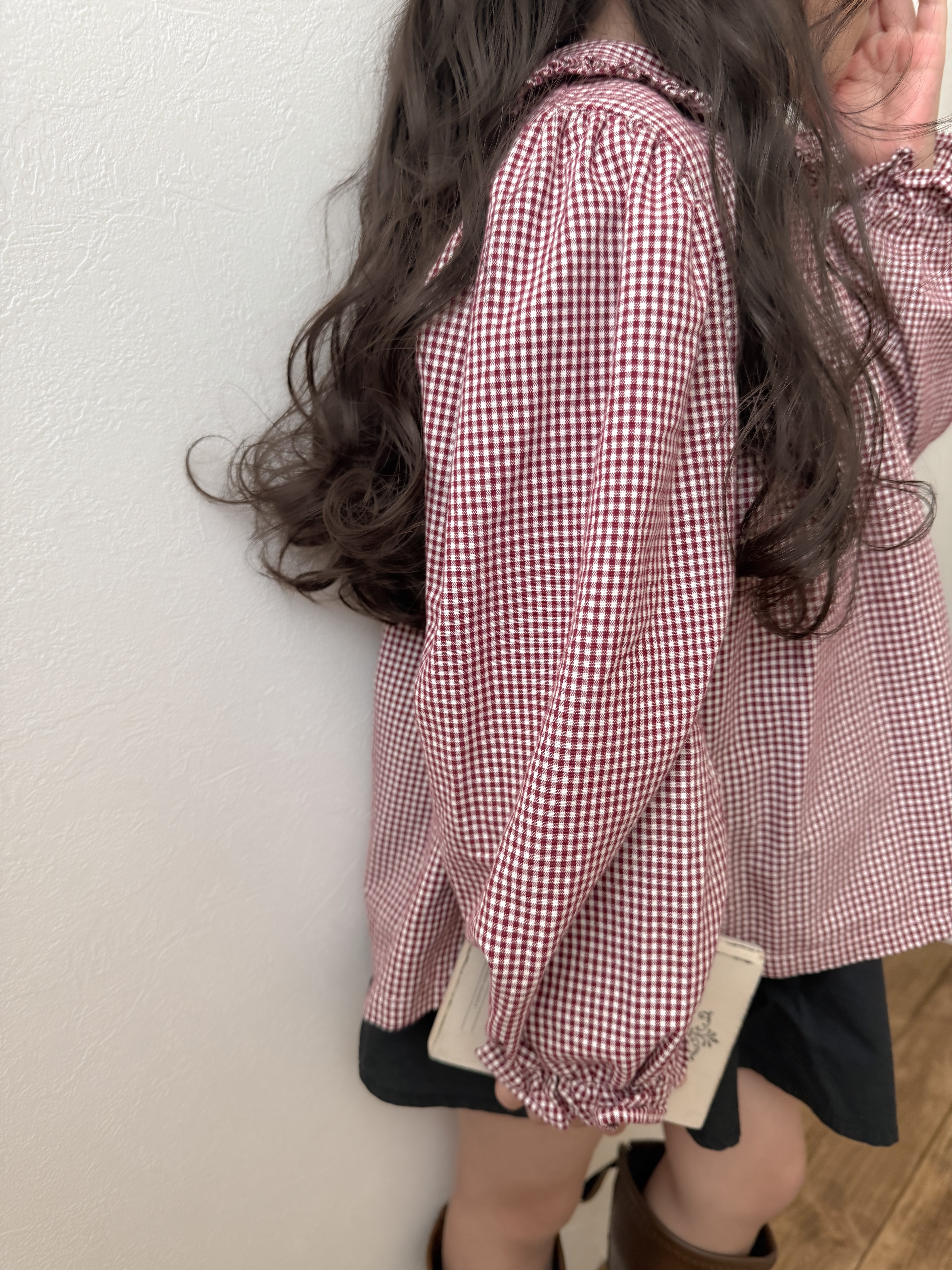 Candy frill check blouse