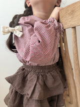 Candy frill check blouse