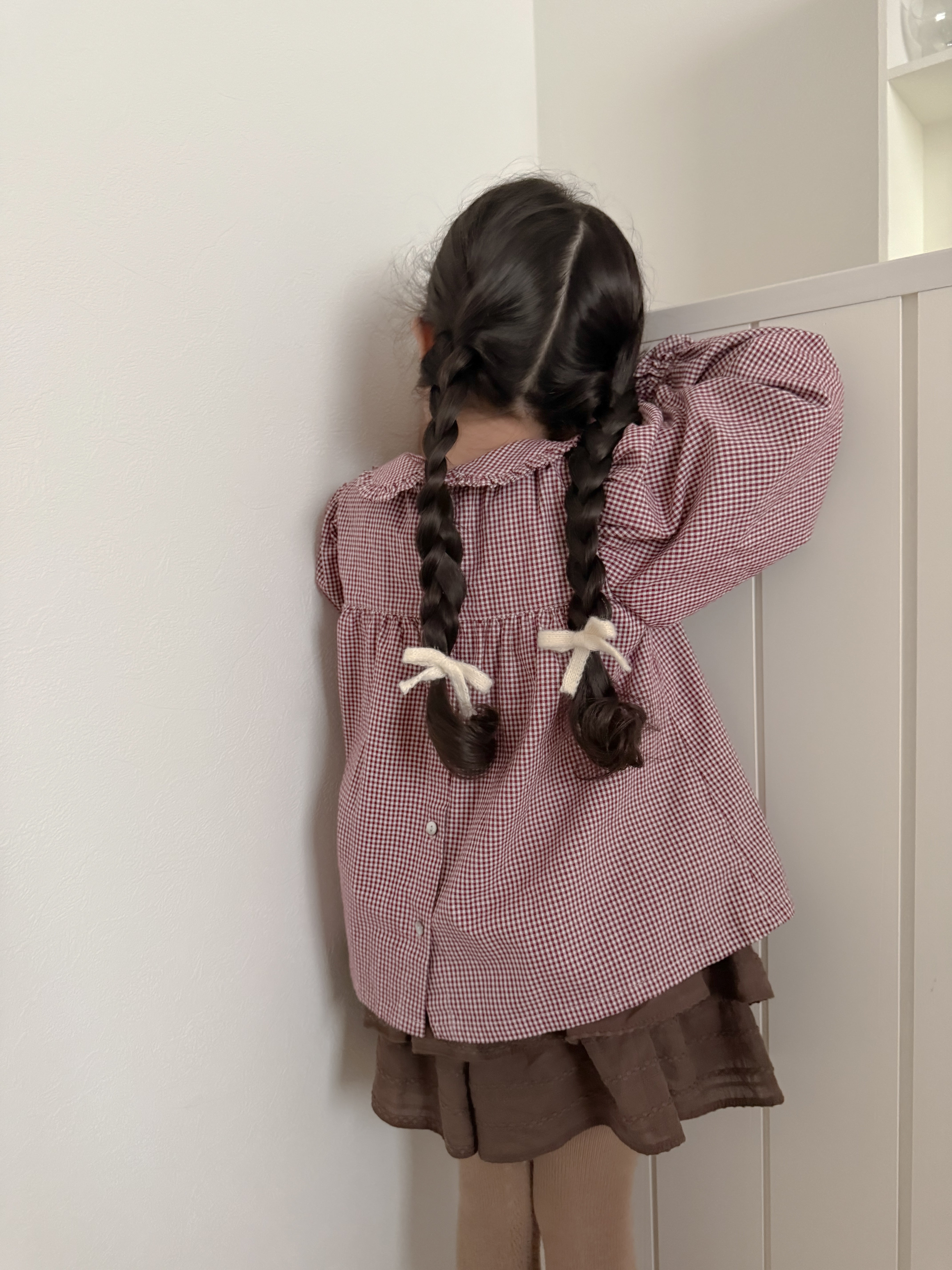 Candy frill check blouse