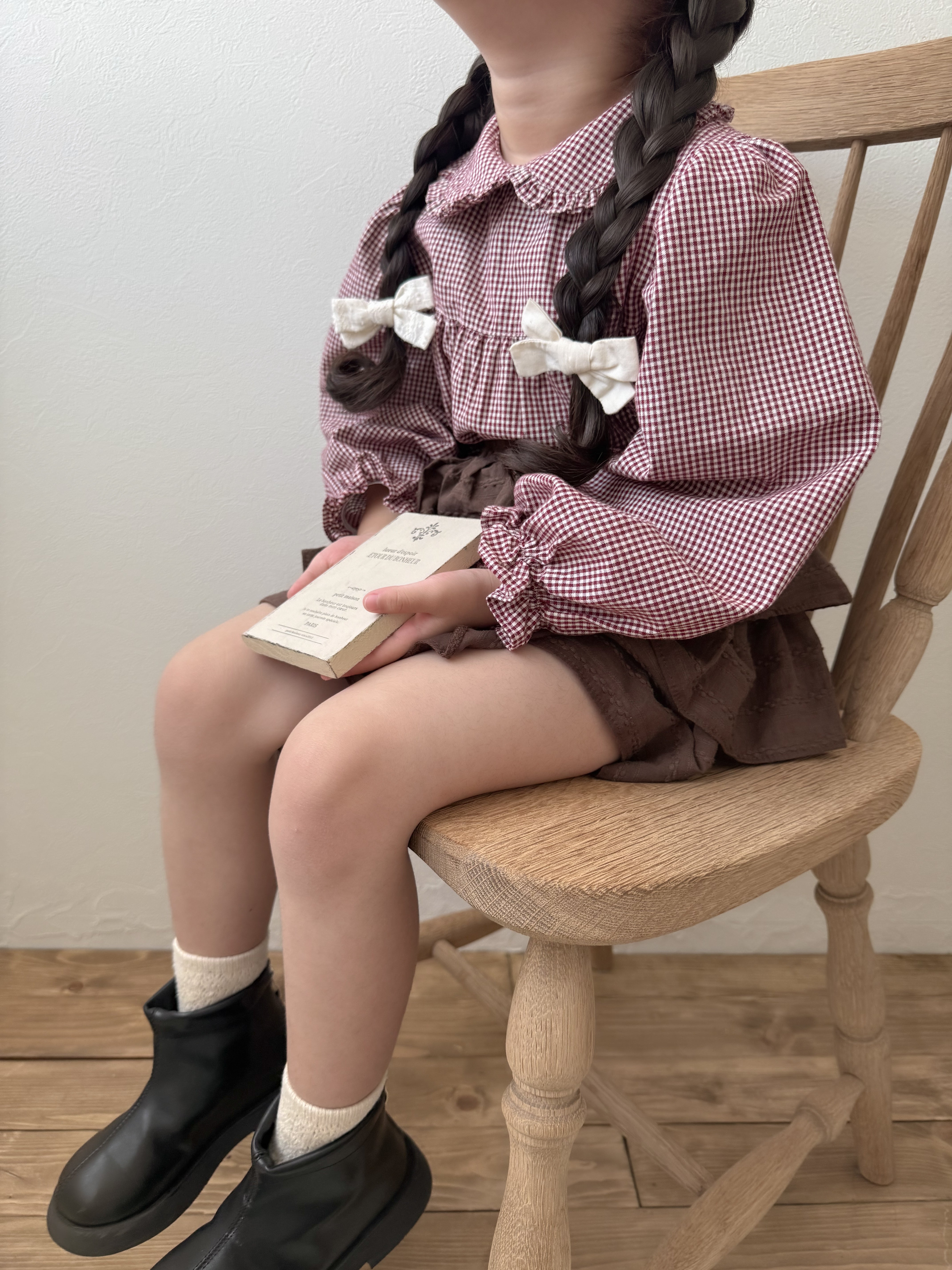 Candy frill check blouse