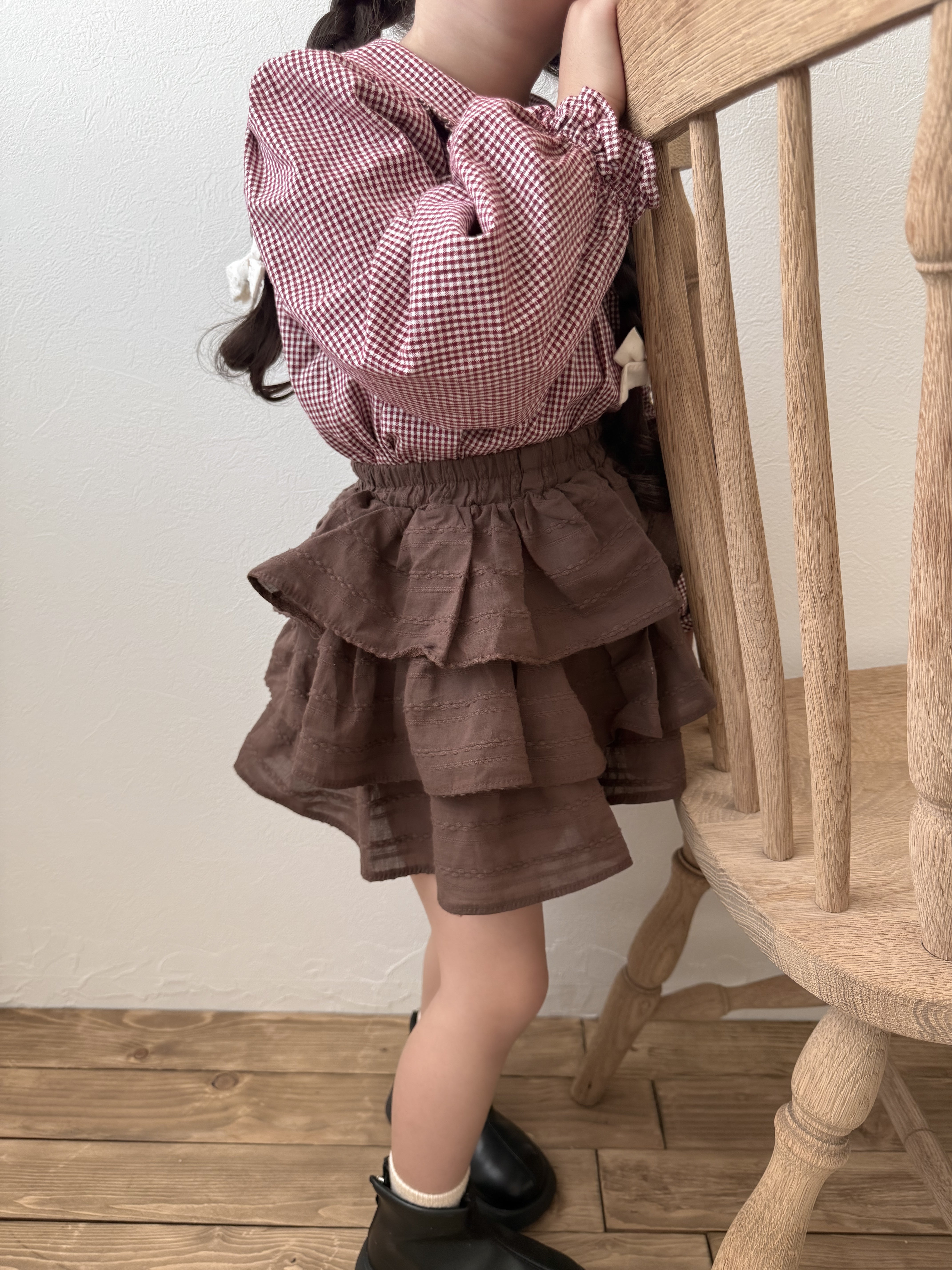 Candy frill check blouse