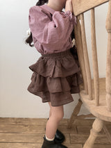 Candy frill check blouse