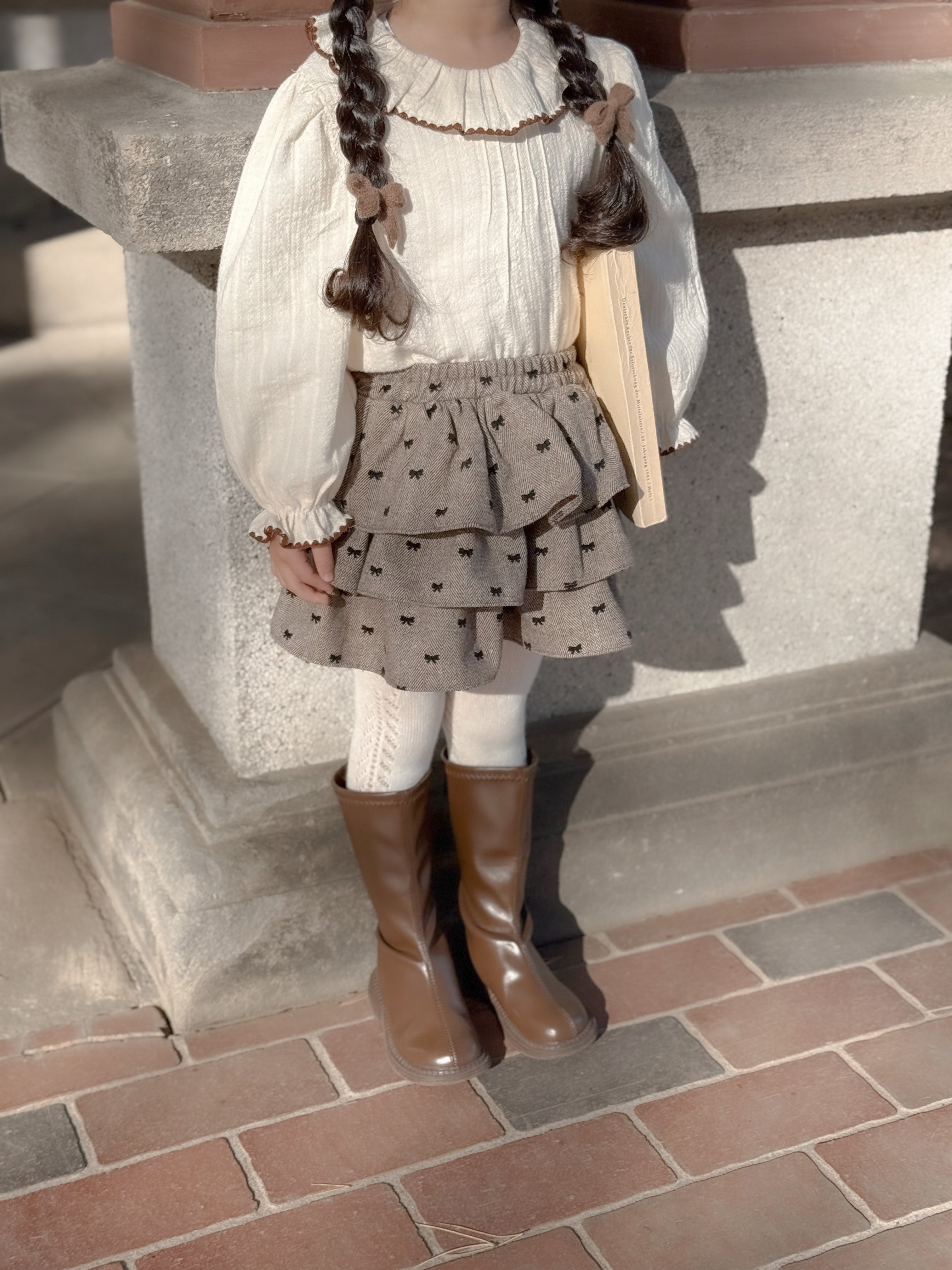 Tuck frill blouse