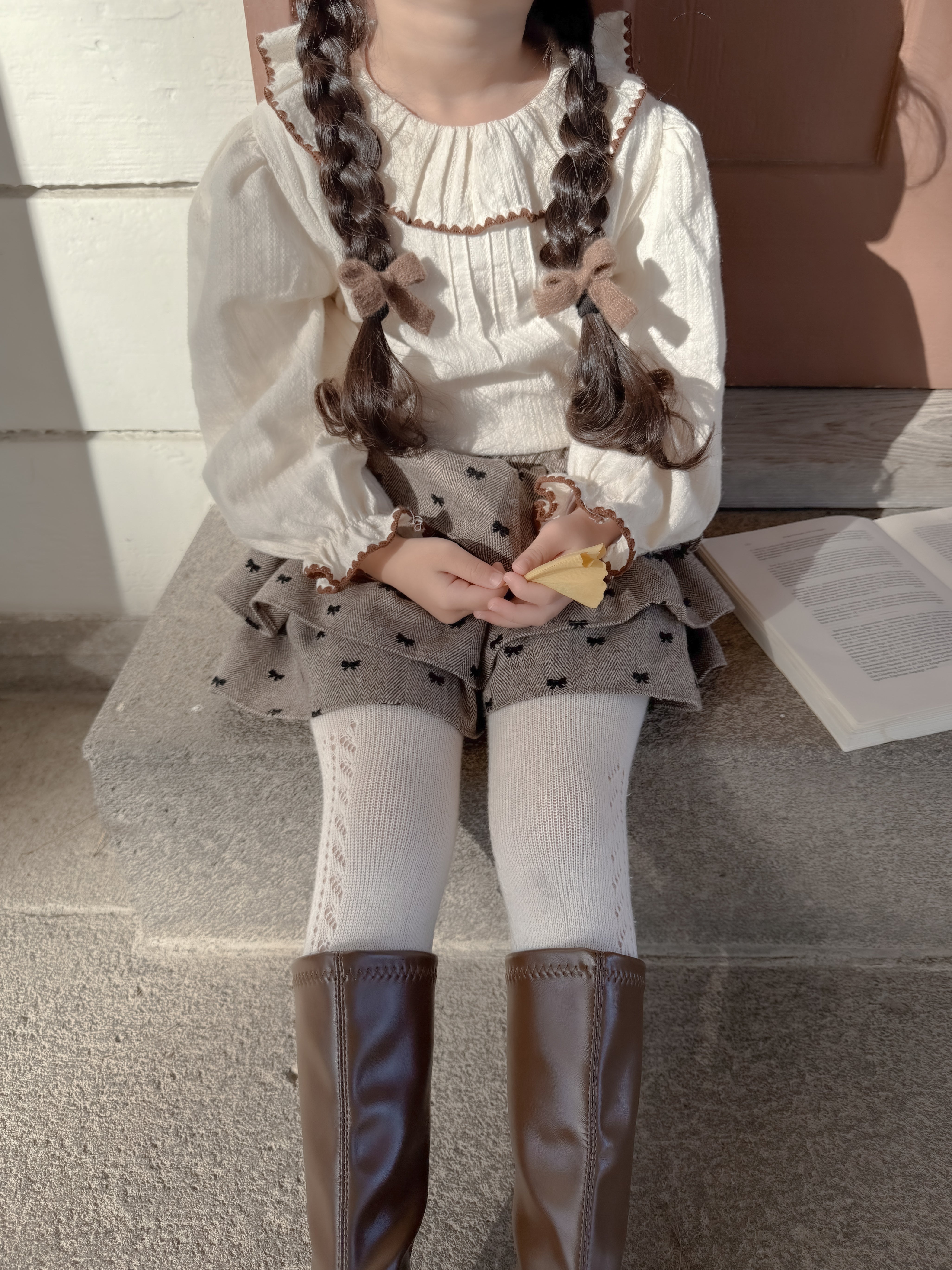 Tuck frill blouse
