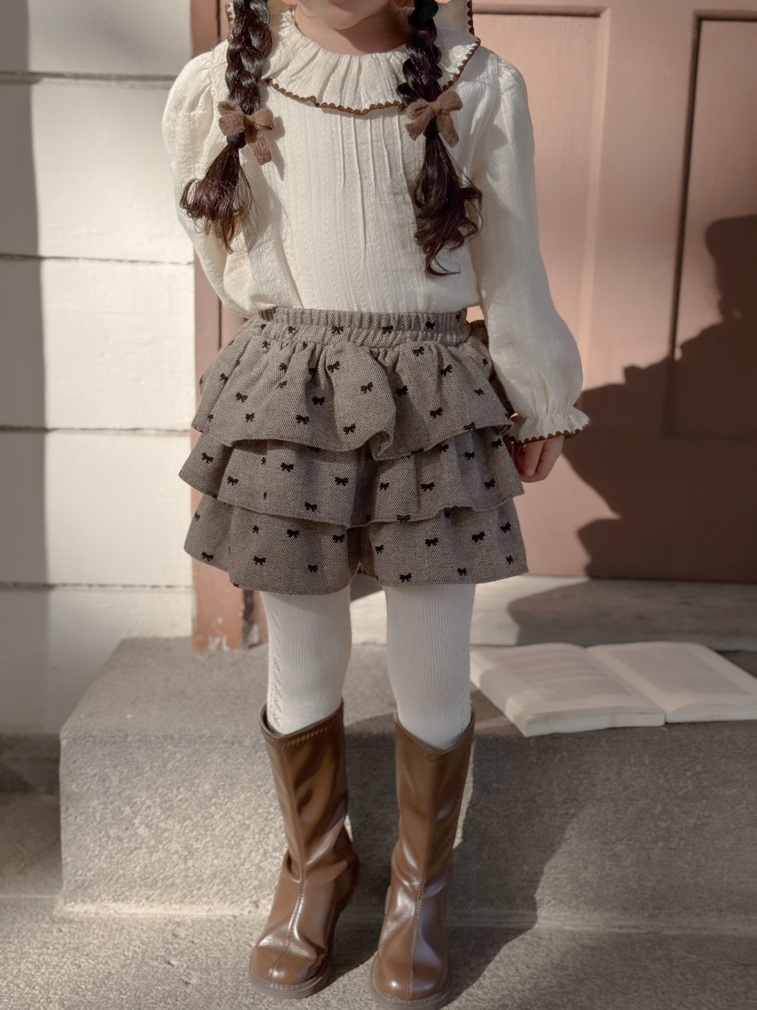 Tuck frill blouse