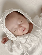 Waffle frill wrap newborn rompers