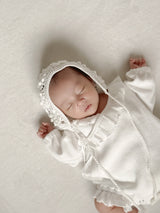 Waffle frill wrap newborn rompers