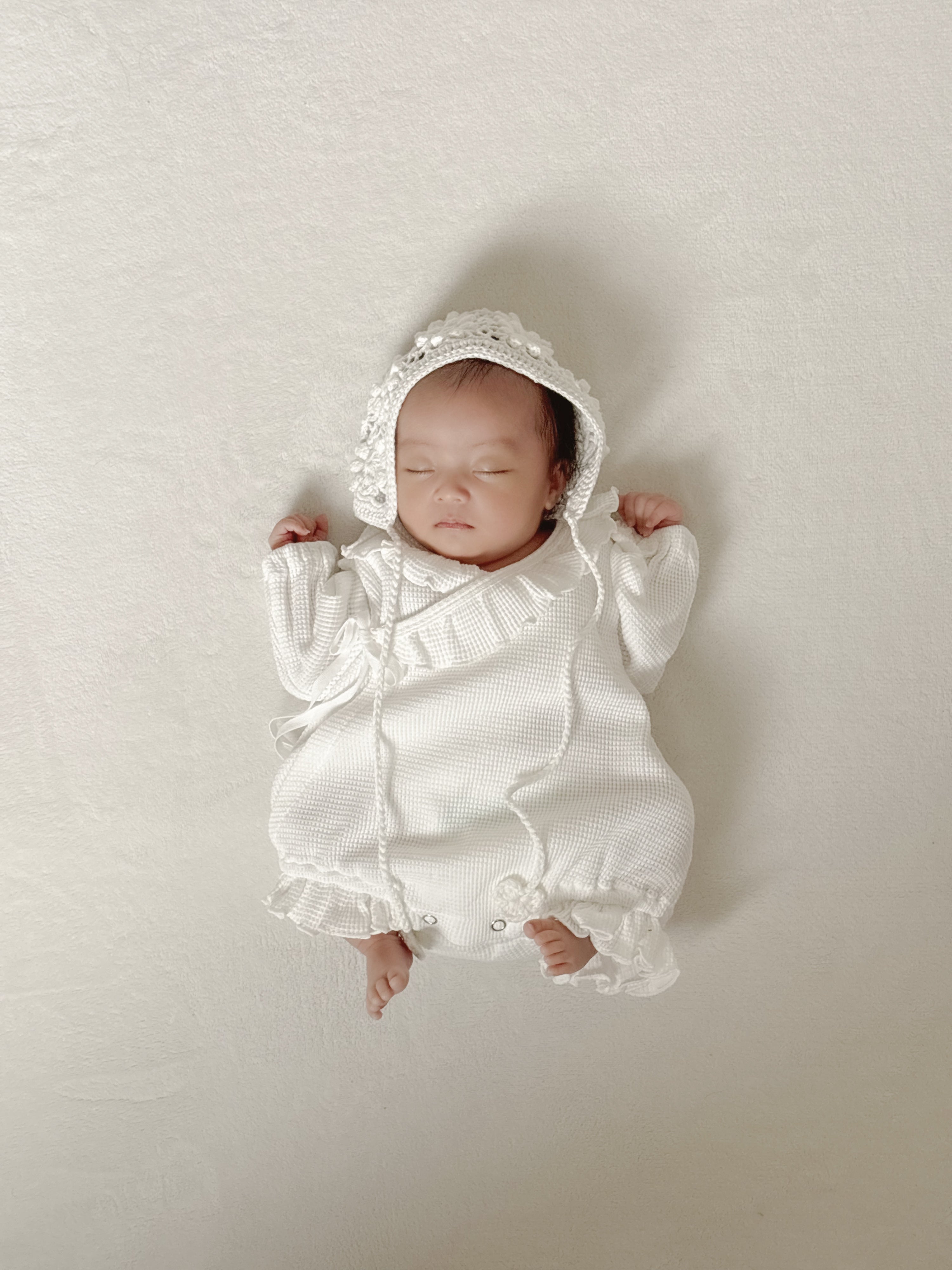 Waffle frill wrap newborn rompers