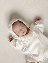 Waffle frill wrap newborn rompers