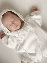 Waffle frill wrap newborn rompers