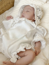 Waffle frill wrap newborn rompers