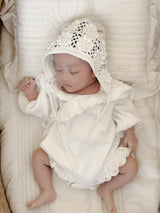 Waffle frill wrap newborn rompers