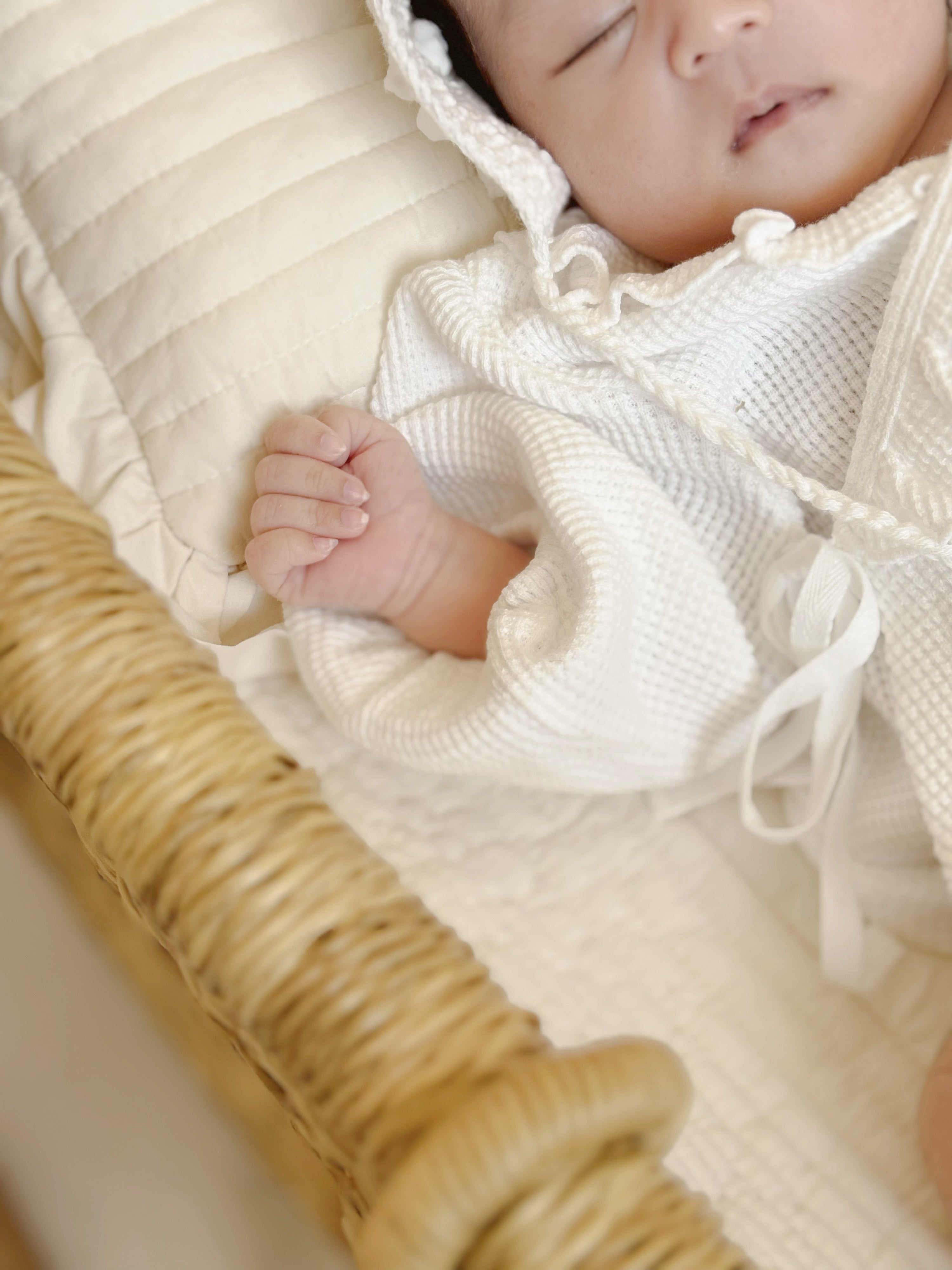 Waffle frill wrap newborn rompers