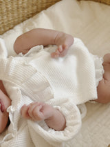 Waffle frill wrap newborn rompers
