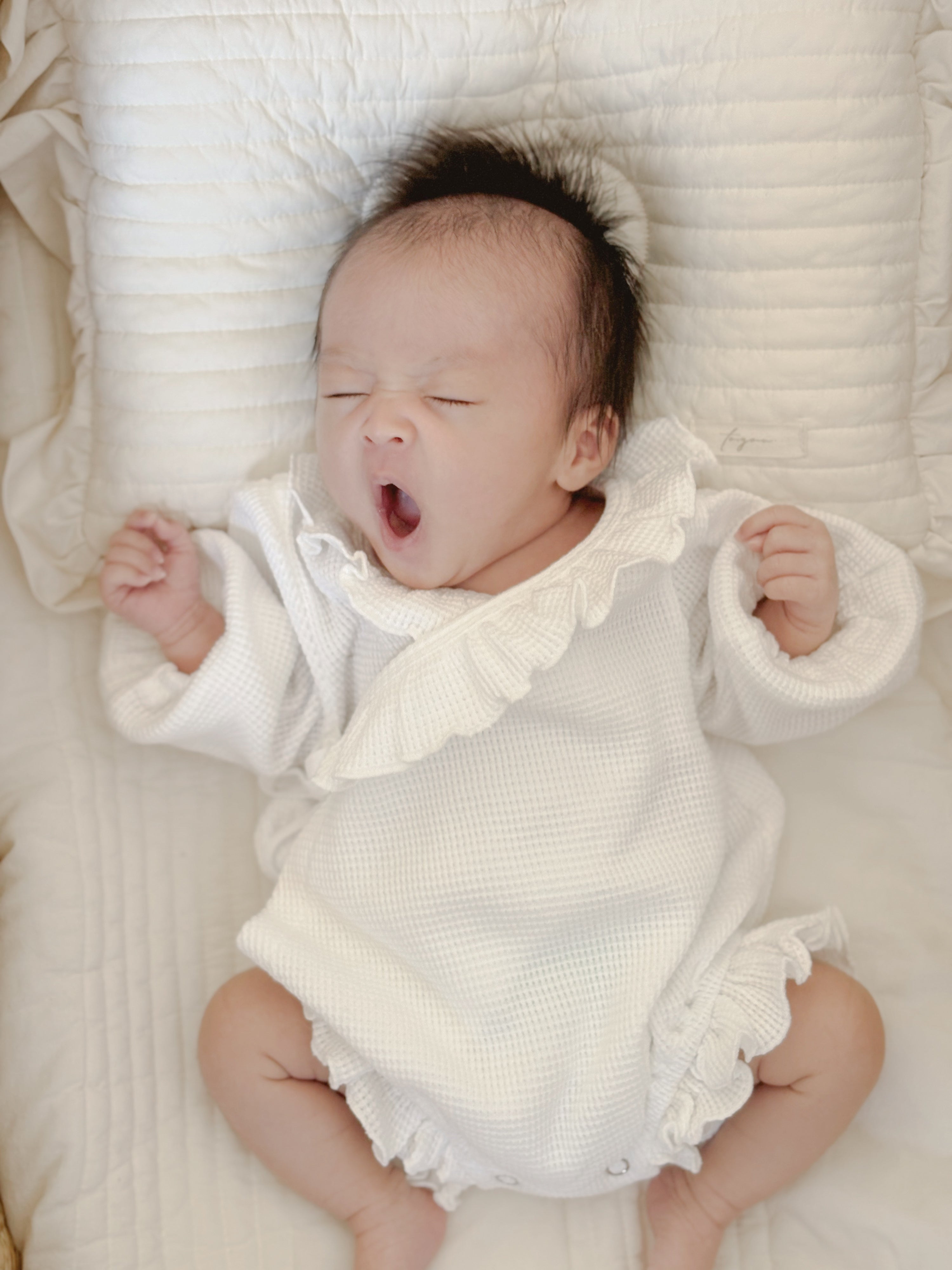 Waffle frill wrap newborn rompers