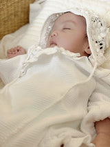 Waffle frill wrap newborn rompers