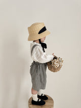 Mini check suspender pants